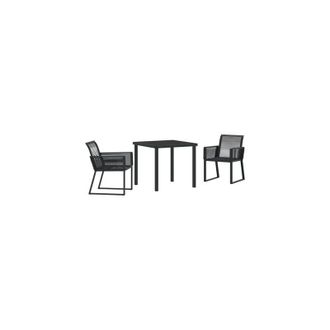 vidaXL Garden Dining Set 3 pcs Black Poly rattan Vidaxl