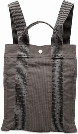 Herm&egrave;s Pre-owned Womens Canvas Herline Backpack Pm - Grey Textile - One Size
