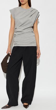 Ganni Top With Decorative Darts, Womens, Grey