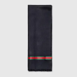 Gucci Double G Silk Cotton Jacquard Stole, Blue