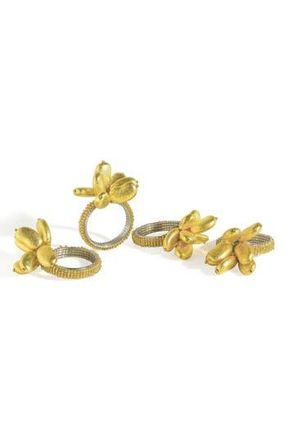 Tiramisu Golden Blossom Floral 4-Pack Napkin Rings at Nordstrom Rack