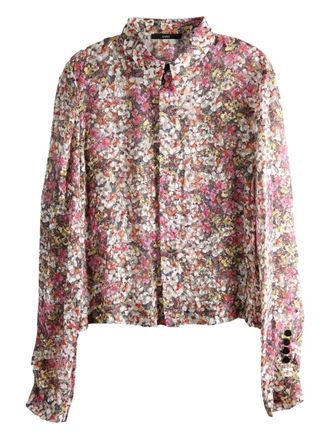 SAPIO Devor&eacute; shirt met bloemenprint - Wit