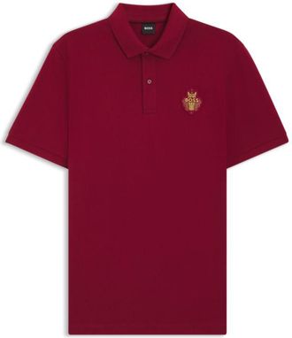 BOSS Logo-artwork polo shirt in cotton piqu&eacute;