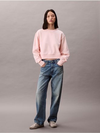Calvin Klein Jeans Calvin Klein Womens French Terry Cropped Relaxed Sweatshirt - Pink - XS