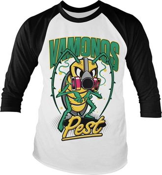 Breaking Bad Officially Licensed Vamanos Pest Bug Baseball Long Sleeve T-Shirt (White-Black), X-Large