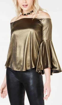 Bar III Off The Shoulder Top In Gold