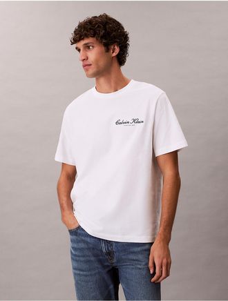 Calvin Klein Jeans Calvin Klein Mens Small Script Logo Graphic Classic T-Shirt - White - 2XL