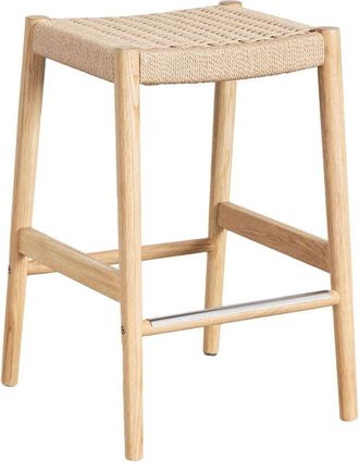 Sklum Sklum - Taburete alto 65 cm en madera de roble y cuerda trenzada Mara