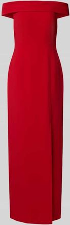 Lauren Ralph Lauren Abendkleid mit Carmen-Ausschnitt in Rot, Größe 34