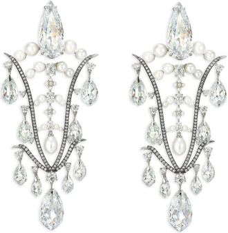 Anabela Chan Orecchini Supernova in oro bianco 14 carati e vermeil rodiato con zaffiri - Argento