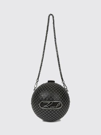 Karl Lagerfeld Mini borsa sferica in poliuretano con ricamo e manico a catena