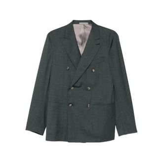 Caruso Blazers, male, Gray, Size: 2XL Double-breasted Jacket