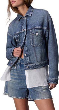 Rag & Bone Miramar Trompe lOeil Faux Denim Terry Trucker Jacket in Wlker at Nordstrom, Size Xx-Small