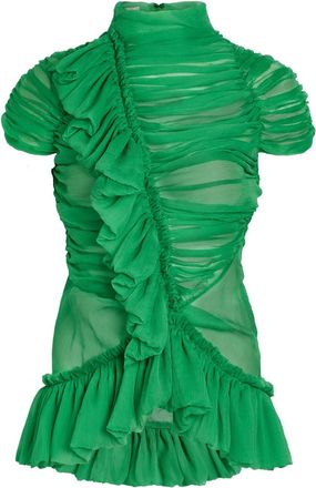 Dries Van Noten Chuchu Ruched Silk top - Green - 40 (UK12 / M)