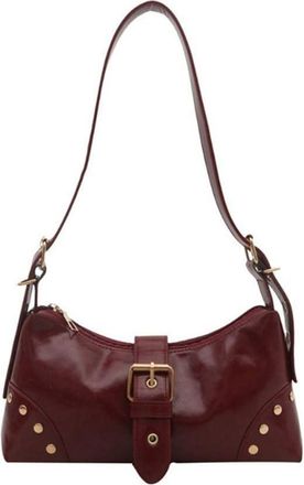 Generic Vintage Single Pu Leather Shoulder Underarm Bag, Solid Color Casual Buckle Armpit Handbag(Red)