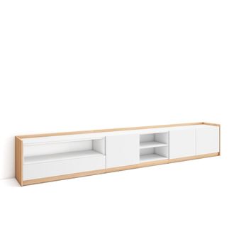 Skraut Home Skraut Home - Mueble Tv, Televisi&oacute;n, 310x37x50cm, Para Tv Hasta 80, Blanco Y Roble Soft