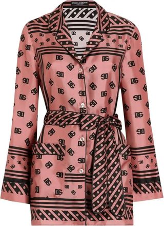 Dolce & Gabbana DG Logo-Print Silk Shirt - Womens - Silk