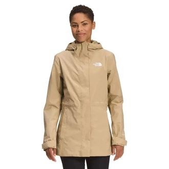 The North Face City Breeze Rain Jacket Womens Beige Hooded Full Zip KFC751