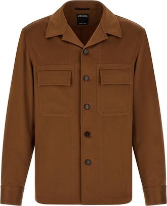 Ermenegildo Zegna Brown Cashmere Mens Blouse