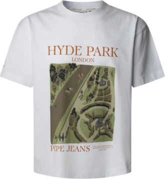 Pepe Jeans London Klassiek T-shirt met korte mouwen en frontprint - Heren - T-shirts - Wit - 2XL - Katoen - Tops