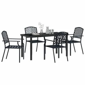 Berkfield Home Modern 5 Piece Garden Dining Set Anthracite Steel in Black