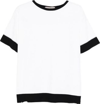 D.exterior T-Shirt In White With Black Contrast Trim
