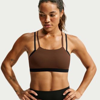Nike Womens Zenvy Light-Support Padded Sports Bra in Brown | IX7279-259