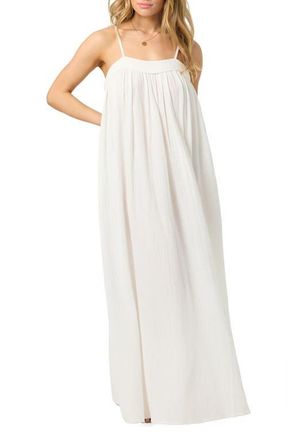 O'Neill Sai Saltwater Solids Cover-Up Cotton Maxi Dress in White at Nordstrom, Size X-Small