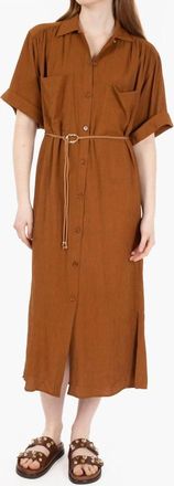 Sessun Sofia Midi Shirt Dress In Caramel