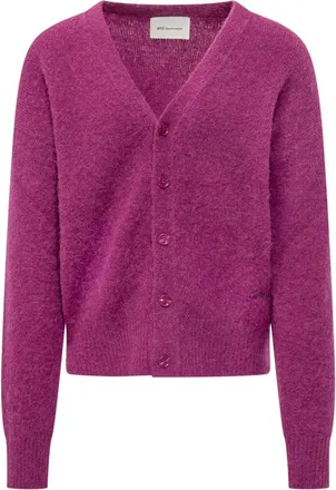 Ami Fuchsia Knitted V Neck Cardigan