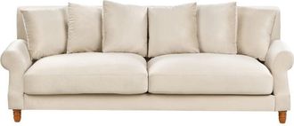 Beliani Living Room 3 Seater Sofa Couch Vintage Velvet Off-White Eike