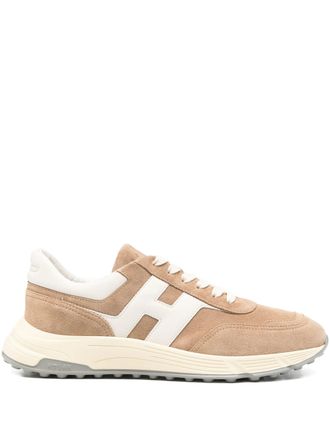 Hogan Beige Suede Leather Iconic Logo Sneakers