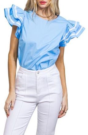 Flying Tomato Solid Woven Top in Blue at Nordstrom Rack, Size Medium