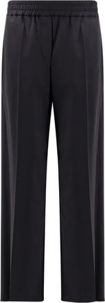 Brunello Cucinelli Straight Trousers, female, Black, XS, Wool Wide-Leg Trousers