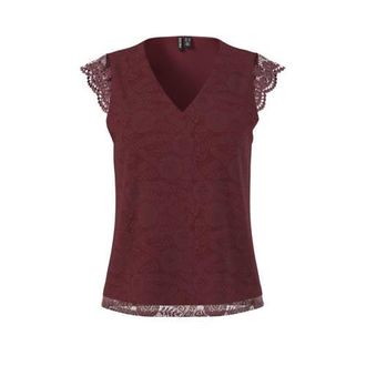 Pieces kanten top donkerrood