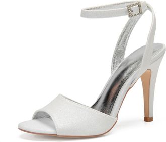 Generic Wedding Bridal Shoes Womens Wedding High Heels 10.5 Cm Bridal Open Toe Stiletto Sandals Formal Evening Prom Party Dress Shoes,Ivory,9 UK