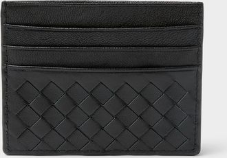 Le 31 Mens Braided faux-leather card holder