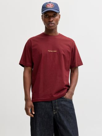 Jack & Jones Kurzarmshirt JACK & JONES JORNORREBRO EMB TEE SS CREW NECK NOOS, Herren, Gr. XXL, cabernet, Jersey, Obermaterial: 100% Baumwolle, bedruckt, relaxed fi