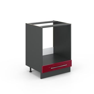 Vicco Armario Para Horno Empotrado Fame-line, Rojo Burdeos Alto Brillo, 60 Cm Sin Encimera Vicco