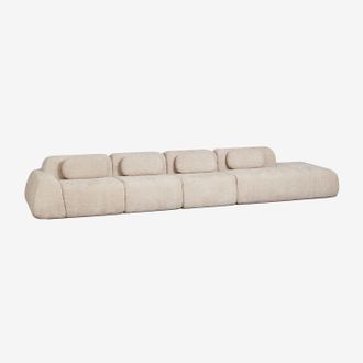Sklum Sof&aacute; Modular Esquinero De 4 Piezas Con Div&aacute;n Derecho En Chenilla Envasado Al Vac&iacute;o Merida Sklum