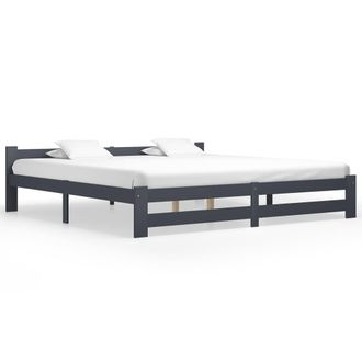 Berkfield Home Bed Frame Dark Grey Solid Pine Wood 200x200 cm