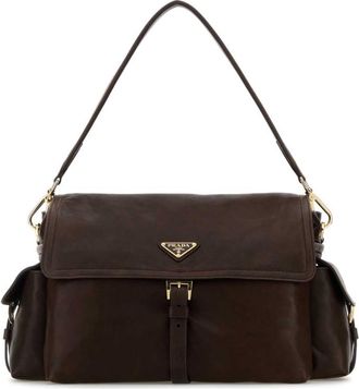 Prada Dark Brown Logo Shoulder Bag