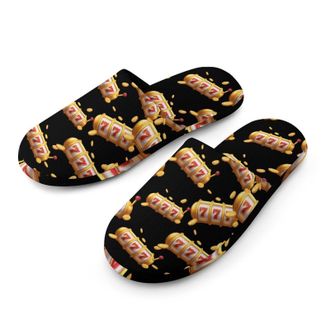 Generic 777 Casino Mens Cozy Memory Foam Slippers Warm Cotton House Shoes Comfy Slipper for Indoor Outdoor