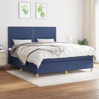 vidaXL Vidaxl - Cama Box Spring Con Colch&oacute;n Tela Azul 180x200 Cm