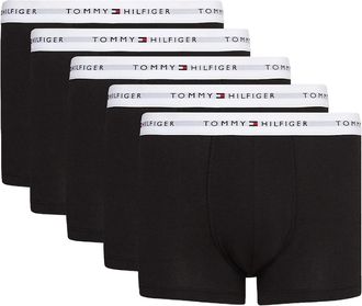 Tommy Hilfiger Mens Tommy Hilfiger 5-Pack Signature Cotton Boxer Trunks, Black - Size: 37/36/32