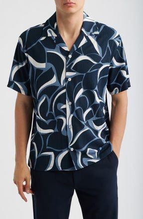 Reiss Hays Camp Shirt in Soft Blue at Nordstrom, Size X-Large