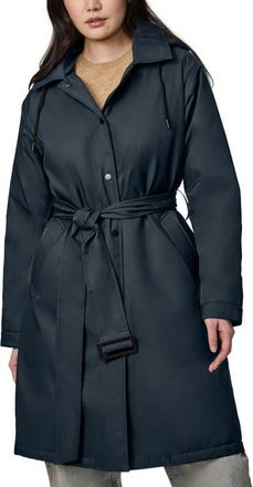 Bernardo Hooded Raincoat in Navy at Nordstrom, Size Xx-Large