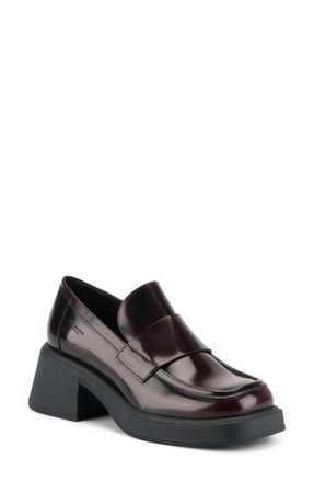 Vagabond Dorah Block Heel Platform Loafer in Dark Bordo at Nordstrom, Size 39