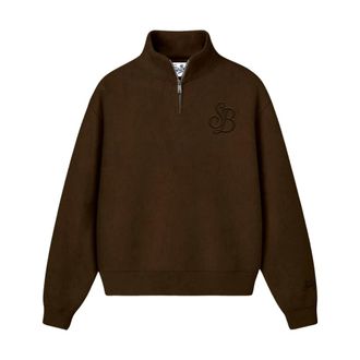 MC2 Saint Barth Sweatshirt met hoge kraag en kwartrits - Heren - Sweatshirts & Hoodies - Bruin - Maat: L