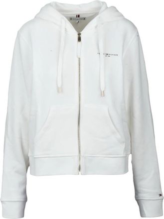 Tommy Hilfiger Hoodies & sweatvesten, Dames, Wit, L, Katoen, Felpa con zip